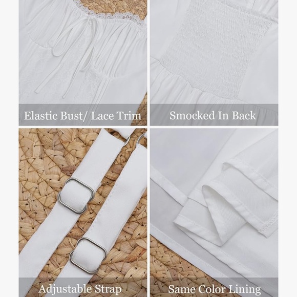 Summer Casual Midi Dress Smocked Sleeveless Flowy Slit A Line Beach Sundresses - Picture 6 of 6